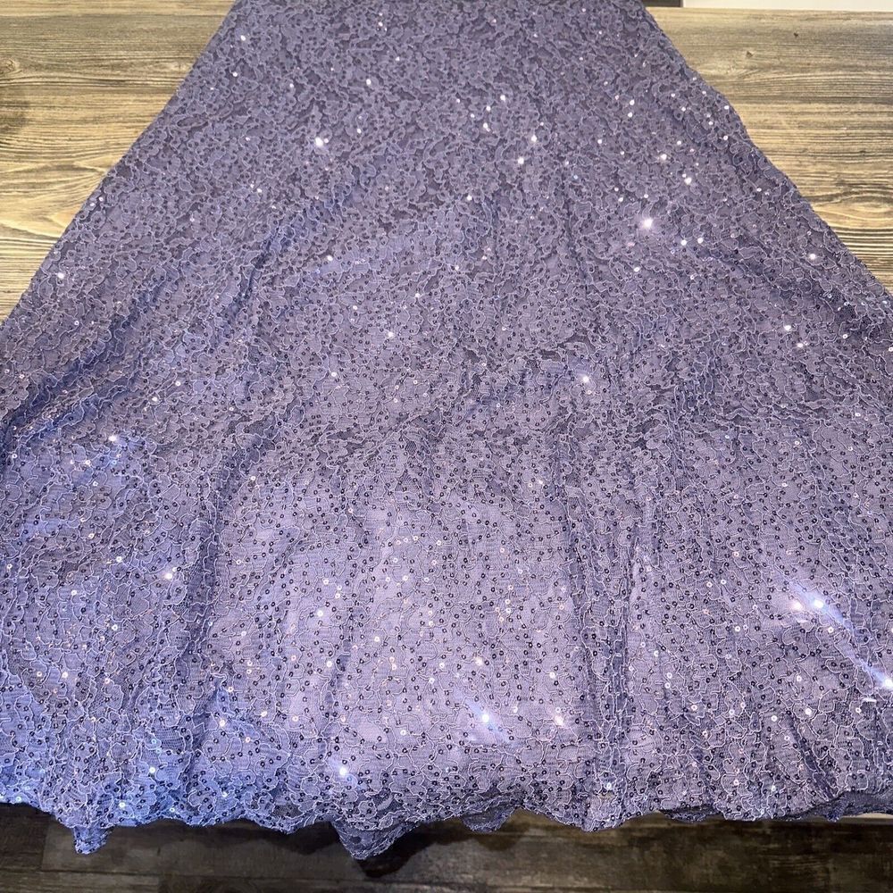 SL FASHIONS Mystic Heather Tea Length Sequin Lace Midi Fit and Flare Dress SZ 10 - Picture 5 of 10